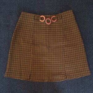 Vintage 70’s Style Brown Plaid Mini Skirt